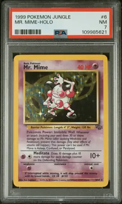 1999 POKEMON JUNGLE #6 MR. MIME-HOLO PSA 7 - Image 1