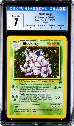 Pokemon TCG Nidoking Base Set 2 11/130 Holo Unlimited Holo Rare CGC 7 Near Mint - Image 1