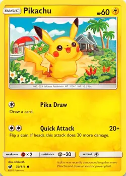 Pikachu 30/111 Common Crimson Invasion Pokemon Near Mint - Image 1