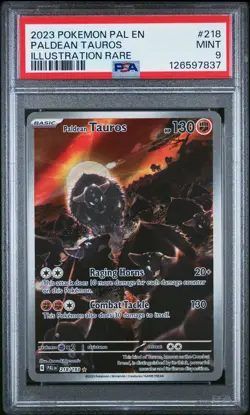 PSA 9 2023 Pokemon Pal En-Paldea Evolved #218 Paldean Tauros Illustration Rare - Image 1
