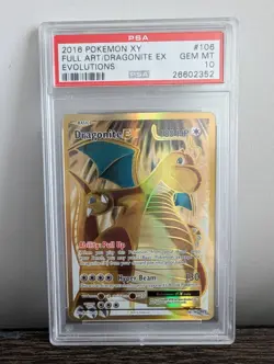 2016 Full Art Dragonite EX 106/108 Pokemon XY: Evolutions PSA GEM MINT 10 - Image 1