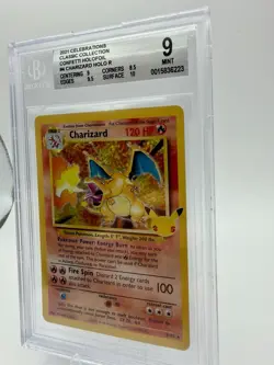 Pokemon Charizard Celebrations Classic Collection 4/102 Confetti Holo Beckett 9 - Image 2