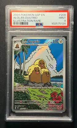 2024 Pokemon Alolan Dugtrio PSA 9 208/191 Surging Sparks Holo - Image 1