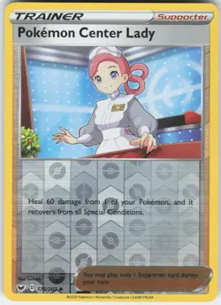 Pokemon Center Lady 176/202 Uncommon Sword & Shield Pokemon Reverse Holo NM - Image 1