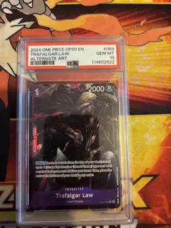 Bandai Trafalgar Law OP09-069 Alternate Art Foil Rare PSA 10 Emperors 2024 - Image 1