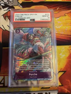 PSA 10 One Piece CCG Porche OP07-072 Parallel Foil Super Rare EN OP07 - Image 1