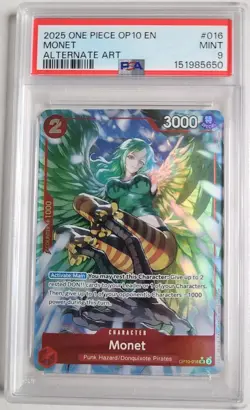 One Piece Monet PSA 9 MINT English Alt Art Foil Royal Blood OP10 016 - Image 1