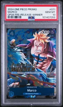 2024 One Piece Promo OP08 Pre-Release Winner #071 Marco PSA 10 GEM MINT - Image 1