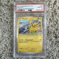 Pokemon Pikachu 2024 World Championship Promo Card #190 PSA 10 - Image 1