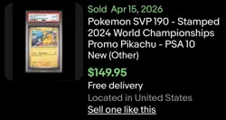 Pokemon Pikachu 2024 World Championship Promo Card #190 PSA 10 - Image 3