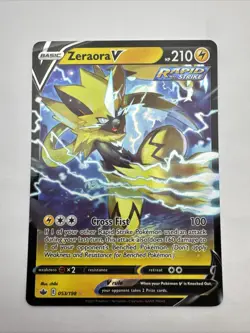 Pokemon TCG Chilling Reign Zeraora v Holo Ultra Rare Card 053/198 - Image 1