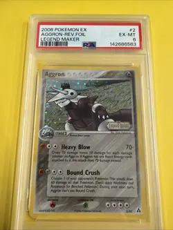 2006 POKEMON CARD EX LEGEND MAKER #2 AGGRON-REVERSE FOIL PSA6 NM MINT Low Pop - Image 1
