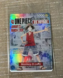 Bandai One Piece CCG Monkey.D.Luffy US Voyage Promo Full Art Holo Card P-055 - Image 1