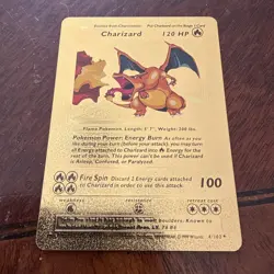 ❤‍🔥 Charizard 120 HP Pokemon Gold Foil Card 4/102 ✨ - Image 1