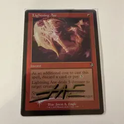 MTG: Signed By Artist - Foil Lightning Axe Retro Frame Innistrad Remastered NM - Image 1