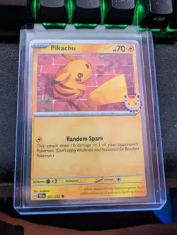 Pikachu Cosmo Holo (Pokemon Day 2026) Stamped TEF 051/162 Pokemon TCG - Image 1