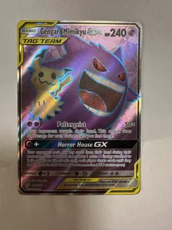 Pokemon TCG Sun & Moon Team Up Gengar Mimikyu GX Full-Art Holo Card 164/181 - Image 1