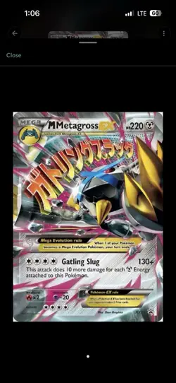 Pokemon M Metagross EX Mega Evolution Promo Holo XY35 Gatling Slug 220 HP - Image 1