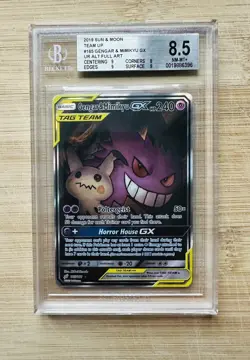 2019 Pokemon Sun and Moon Team Up Gengar & Mimikyu GX 165/181 Alternate Full Art - Image 1