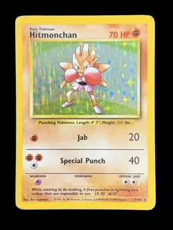 Pokemon TCG Hitmonchan 7/102 Base Set Holo Rare Unlimited WOTC Vintage - Image 1
