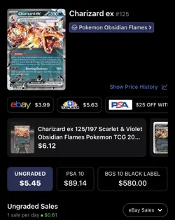 Charizard EX, Pokemon Near Mint, Obsidian Flames, Double Rare, 125/197 - Image 4