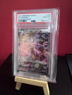 2021 Pokemon Swsh FA Espeon v Evolving Skies PSA 10 180/203 - Image 1