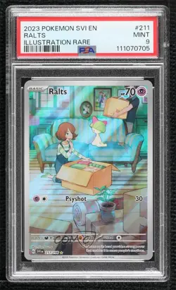 Ralts Illustration Rare Pokemon SV01: Scarlet & Violet PSA 9 MINT - Image 1