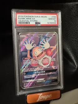 2018 POKEMON SUN & MOON CELESTIAL STORM 156 FULL ART MR. MIME GX PSA 10 - Image 2