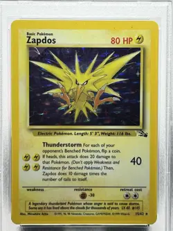 Pokemon TCG Zapdos 15/62 Fossil Holo Rare PSA 4 - Image 2