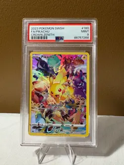 PSA 9 | Crown Zenith Pikachu #160 Pokemon Card Full Art 2023 - Image 1