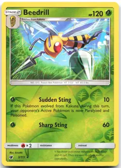 Beedrill 3/111 Rare Crimson Invasion Pokemon Reverse Holo Near Mint - Image 1