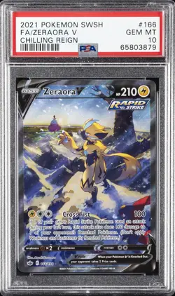 2021 POKEMON SWORD & SHIELD CHILLING REIGN #166 FULL ART/ZERAORA V PSA 10 - Image 1