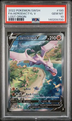 2022 POKEMON SWORD & SHIELD LOST ORIGIN #180 FULL ART/AERODACTYL V PSA 10 - Image 1