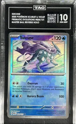 Pokemon Prismatic Evolutions ** SUICUNE ** #24 /131 💎TAG 10💎 MASTER BALL - Image 1