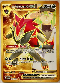 Pokemon N's Zoroark ex 189/159 Journey Together Gold Hyper Rare HR 2025 English - Image 1