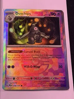 Pokemon Prismatic Evolutions Dusclops 036/131 Master Ball Reverse Holo - Image 1