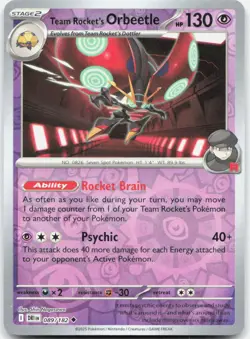 Team Rocket's Orbeetle 089/182 Destined Rivals Pokemon Reverse Holo NM/M - Image 1