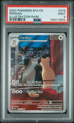 2024 POKEMON SFA EN-SHROUDED FABLE ILLUSTRATION RARE #078 PERSIAN PSA 9 - Image 1
