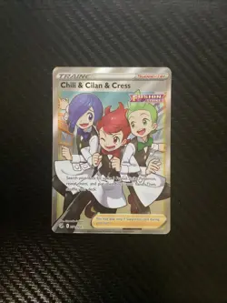 Chili & Cilan & Cress (Full Art) 258/264 Swsh08: Fusion Strike Holo Pokemon NM - Image 1