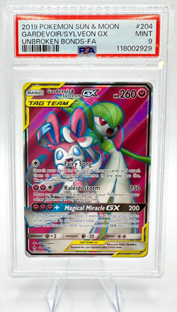 2019 Pokemon S&M Unbroken Bonds GARDEVOIR & SYLVEON GX #204 | PSA 9 MINT - Image 1