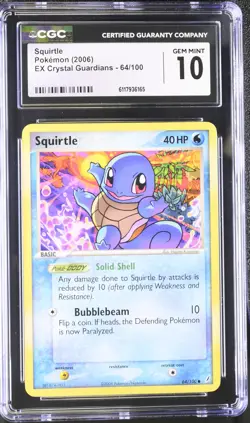 CGC 10 GEM MINT Squirtle 2006 EX Crystal Guardians 64/100 Pokemon Card - Image 1
