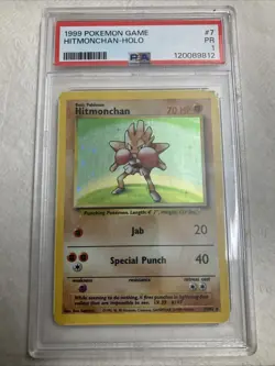 Pokemon TCG Hitmonchan Base Set Holo Unlimited Rare Card 7/102 PSA 1 - Image 1