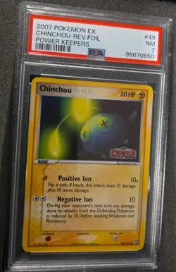 POKEMON CARD CHINCHOU REVERSE HOLO 49 EX POWER KEEPERS #49 GRADED PSA 7 POP 4 - Image 2