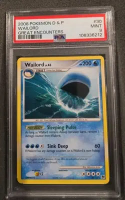 POKEMON CARD WAILORD RARE 30 D & P GREAT ENCOUNTERS #30 GRADED PSA 9 VINTAGE - Image 1