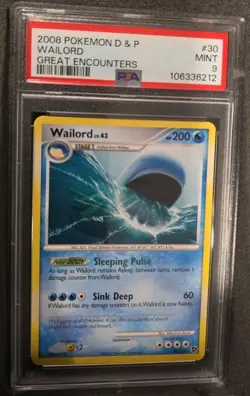 POKEMON CARD WAILORD RARE 30 D & P GREAT ENCOUNTERS #30 GRADED PSA 9 VINTAGE - Image 2