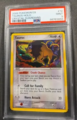POKEMON CARD TAUROS HOLO RARE 12 EX CRYSTAL GUARDIANS #12 GRADED PSA 9 MINT - Image 1