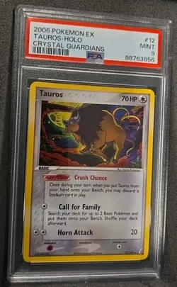 POKEMON CARD TAUROS HOLO RARE 12 EX CRYSTAL GUARDIANS #12 GRADED PSA 9 MINT - Image 2