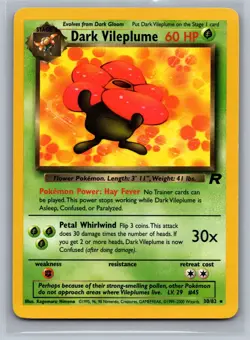 Dark Vileplume (30) Team Rocket #30/82 Rare Pokemon Card - Image 1