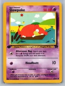Fossil 55/62 Slowpoke 1st Edition Pokemon Card - Image 1