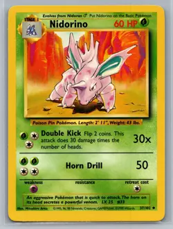 Nidorino Base Set #037/102 Uncommon Pokemon Card - Image 1